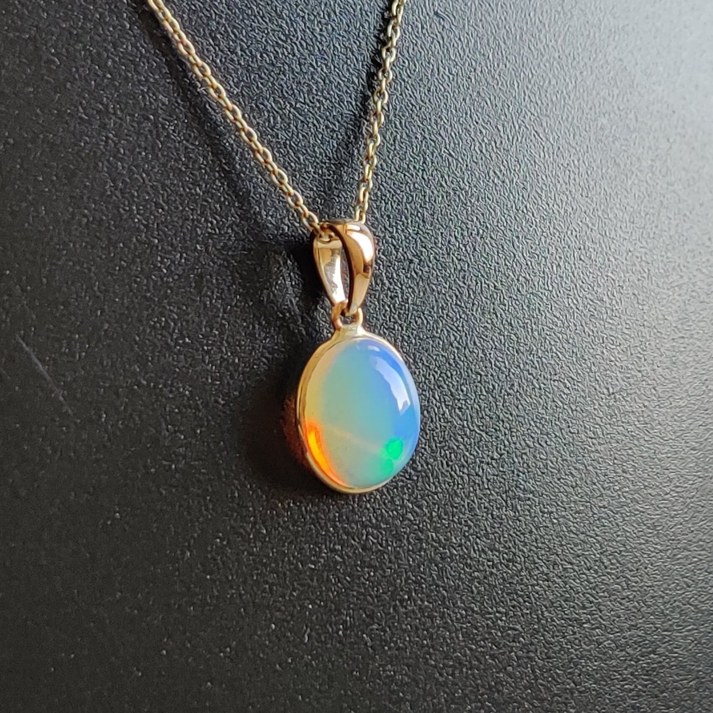 Natural Ethiopian Opal Pendant,14K Solid Gold Opal Pendant, Solid Gold Pendant Necklace, October Birthstone, Anniversary Gift, Birthday Gift