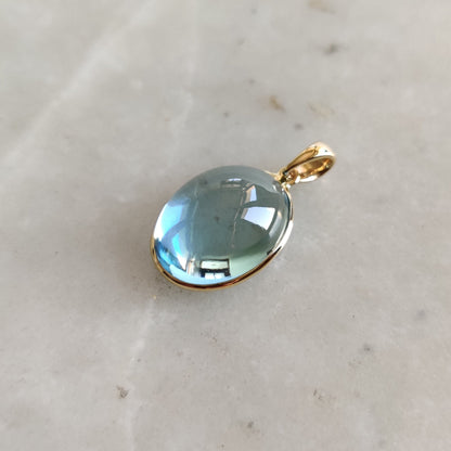 Natural Sky Blue Topaz Pendant, 14K Solid Yellow Gold Blue Topaz Pendant, Bezel Pendant, December Birthstone, Christmas Gift, Topaz Jewelry