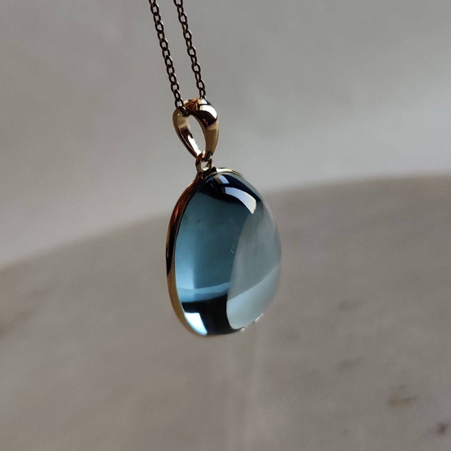 Natural Sky Blue Topaz Pendant, 14K Solid Gold Sky Blue Topaz Pendant, Solid Gold Pendant Necklace, December Birthstone, Christmas Gift