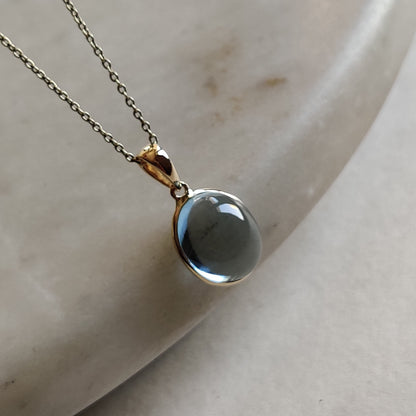 Natural Sky Blue Topaz Pendant, 14K Solid Yellow Gold Sky Blue Topaz Pendant, Bezel Pendant, December Birthstone, Christmas Present