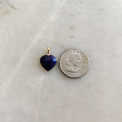 Natural Lapis Lazuli Heart Pendant, 14K Yellow Gold Lapis Lazuli Pendant, Solid Gold Heart Pendant, September Birthstone, Christmas Gift