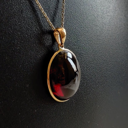 Natural Garnet Pendant, 14K Solid Gold Garnet Pendant, Solid Gold Pendant Necklace, January Birthstone, Christmas Gift, Garnet Bezel Pendant