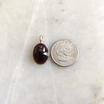 Natural Garnet Pendant, 14K Solid Gold Garnet Pendant, Solid Gold Pendant Necklace, January Birthstone, Christmas Gift, Garnet Bezel Pendant