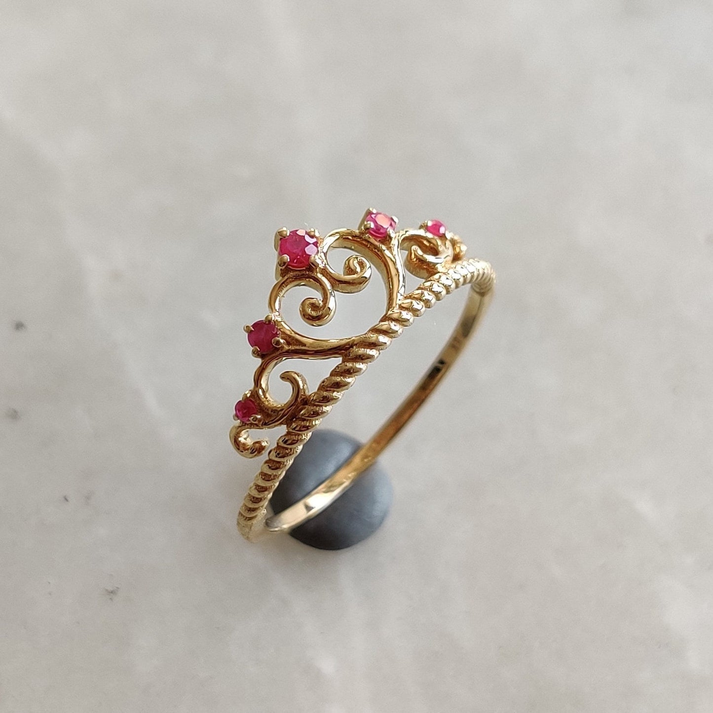 Natural Ruby Ring, 14K Solid Gold Ring, 14k Gold Ruby Ring, July Birthstone, Gift For Her, Birthday Present, Ruby Crown Ring