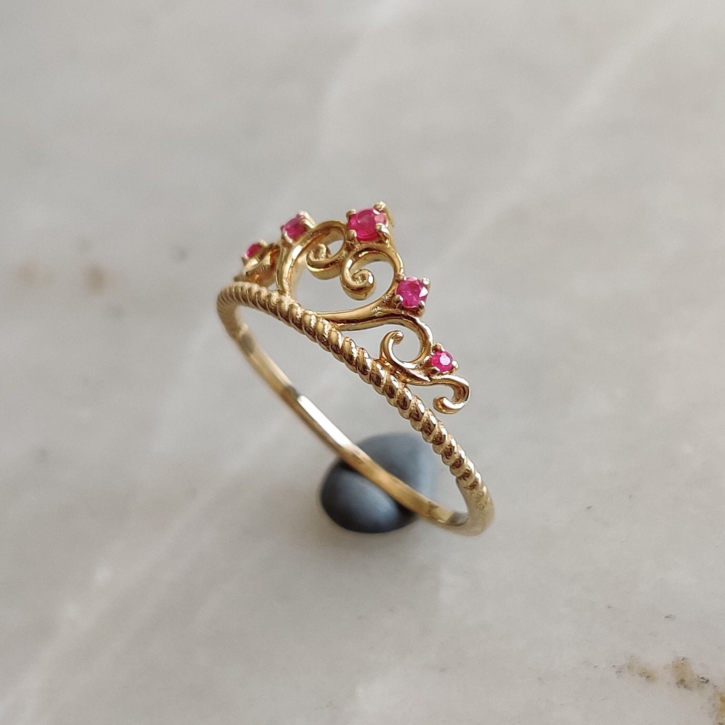 Natural Ruby Ring, 14K Solid Gold Ring, 14k Gold Ruby Ring, July Birthstone, Gift For Her, Birthday Present, Ruby Crown Ring