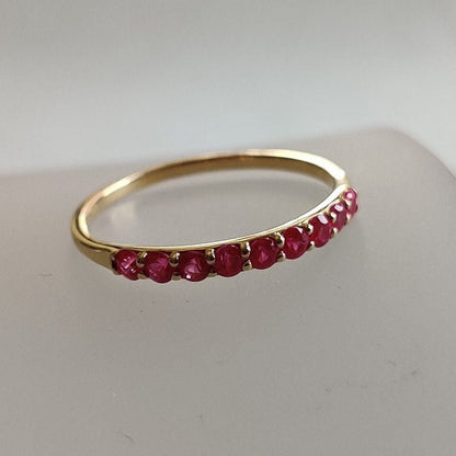 Natural Ruby Ring, 14K Solid Yellow Gold Ruby Ring, July Birthstone Ring, Anniversary Present, Dainty Ring, Ruby Jewelry