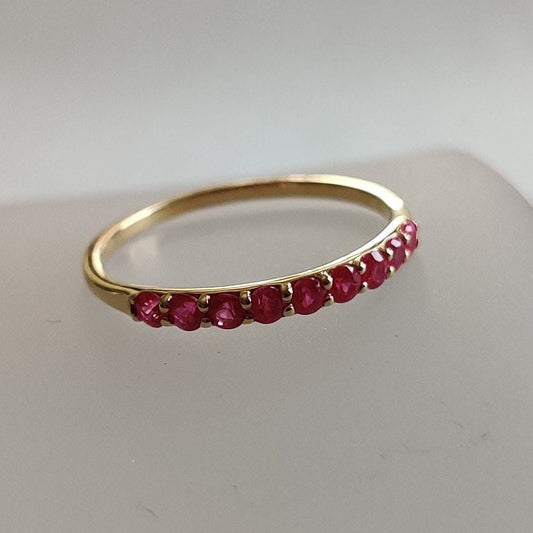 Natural Ruby Ring, 14K Solid Yellow Gold Ruby Ring, July Birthstone Ring, Anniversary Present, Dainty Ring, Ruby Jewelry