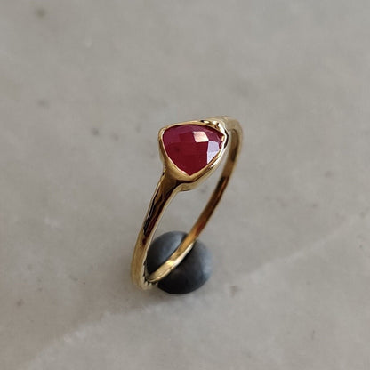 Natural Ruby Ring, 14K Solid Yellow Gold Ruby Ring, Natural Ruby Bezel Ring, July Birthstone Ring, Christmas Present, Ruby Jewelry