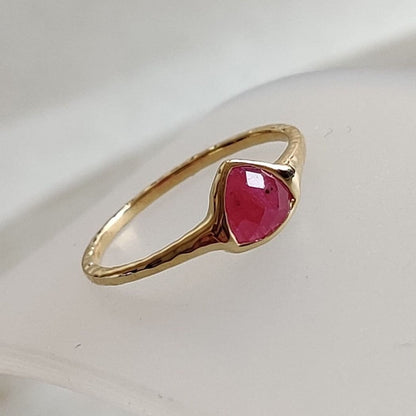 Natural Ruby Ring, 14K Solid Yellow Gold Ruby Ring, Natural Ruby Bezel Ring, July Birthstone Ring, Christmas Present, Ruby Jewelry