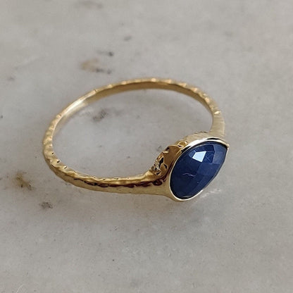 Natural Blue Sapphire Ring, 14K Solid Yellow Gold Sapphire Ring, September Birthstone Ring, Natural Blue Sapphire Jewelry, Birthday Gift