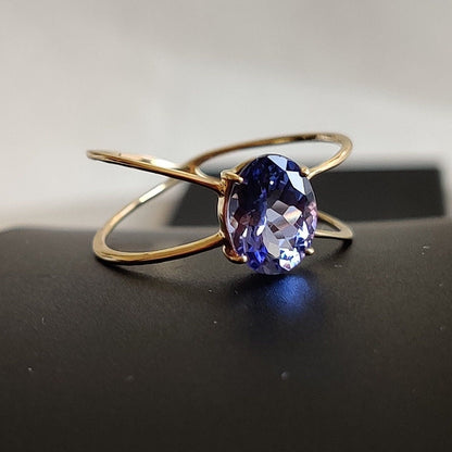 Natural Tanzanite Ring, 14K Solid Yellow Gold Tanzanite Ring, December Birthstone Ring, Tanzanite Jewelry, Christmas Present