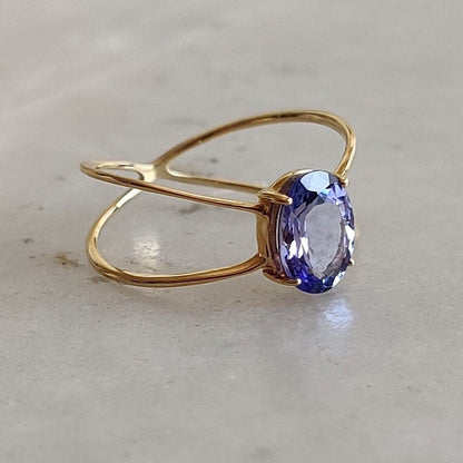 Natural Tanzanite Ring, 14K Solid Yellow Gold Tanzanite Ring, December Birthstone Ring, Tanzanite Jewelry, Christmas Present