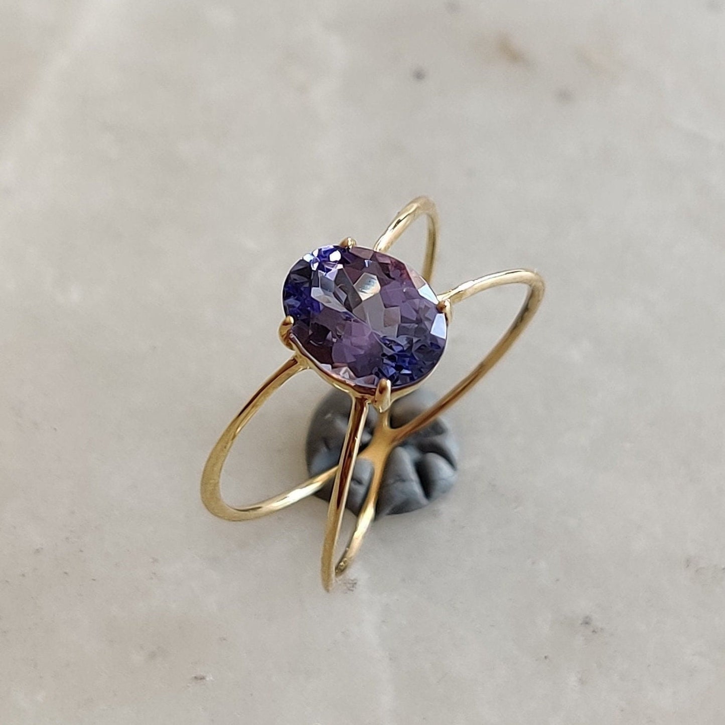 Natural Tanzanite Ring, 14K Solid Yellow Gold Tanzanite Ring, December Birthstone Ring, Tanzanite Jewelry, Christmas Present