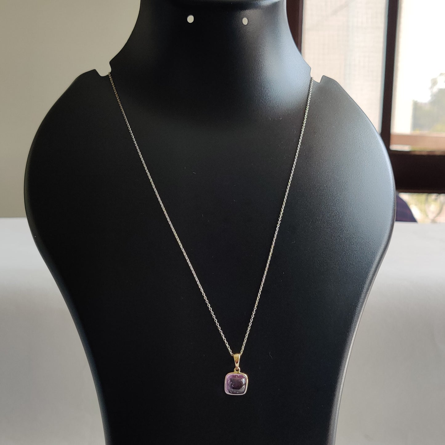 Natural Kunzite Pendant, 14K Solid Yellow Gold Kunzite Pendant, Square Bezel Pendant, October Birthstone, Kunzite Jewelry, Christmas Present