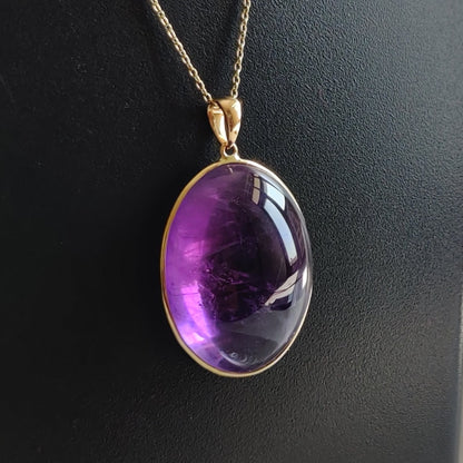 Natural Purple Amethyst Pendant, 14K Solid Gold Purple Amethyst Pendant, Solid Gold Bezel Pendant, February Birthstone, Christmas Gift