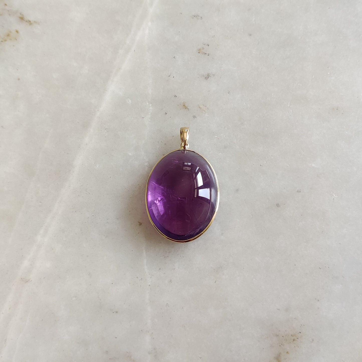 Natural Purple Amethyst Pendant, 14K Solid Gold Purple Amethyst Pendant, Solid Gold Bezel Pendant, February Birthstone, Christmas Gift