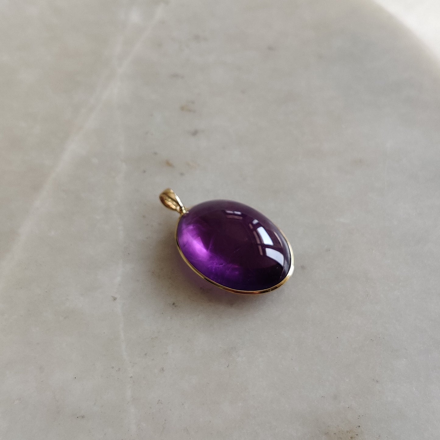 Natural Purple Amethyst Pendant, 14K Solid Gold Purple Amethyst Pendant, Solid Gold Bezel Pendant, February Birthstone, Christmas Gift