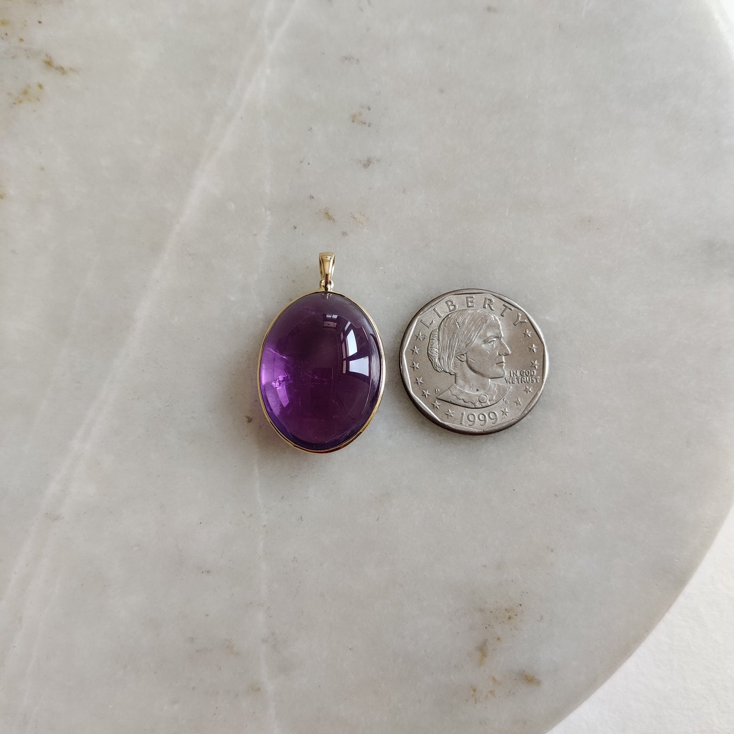 Natural Purple Amethyst Pendant, 14K Solid Gold Purple Amethyst Pendant, Solid Gold Bezel Pendant, February Birthstone, Christmas Gift