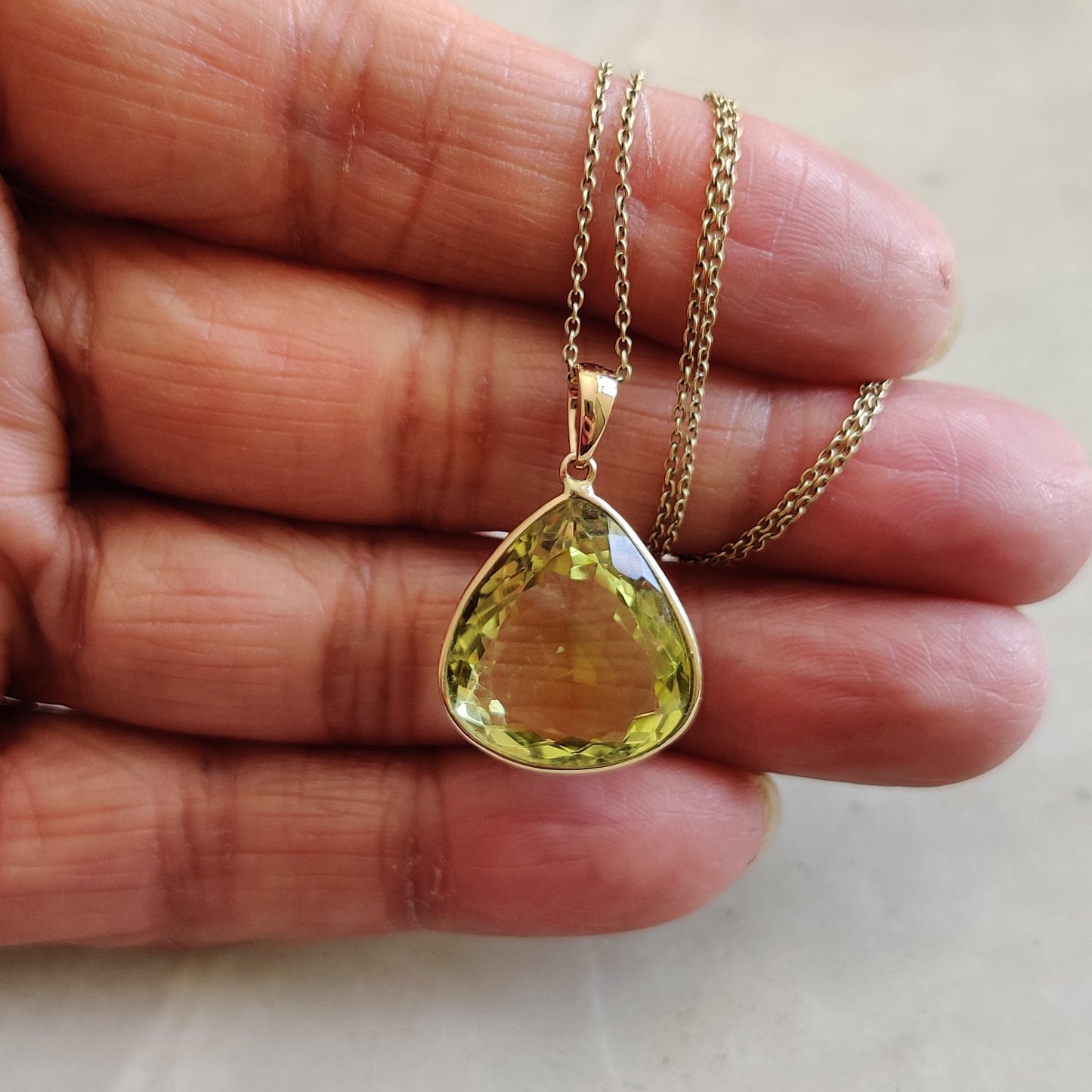 Natural Lemon Topaz Pendant, 14K Solid Yellow Gold Lemon Topaz Pendant, November Birthstone Pendant, Topaz Jewelry, Christmas Present