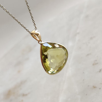 Natural Lemon Topaz Pendant, 14K Solid Yellow Gold Lemon Topaz Pendant, November Birthstone Pendant, Topaz Jewelry, Christmas Present