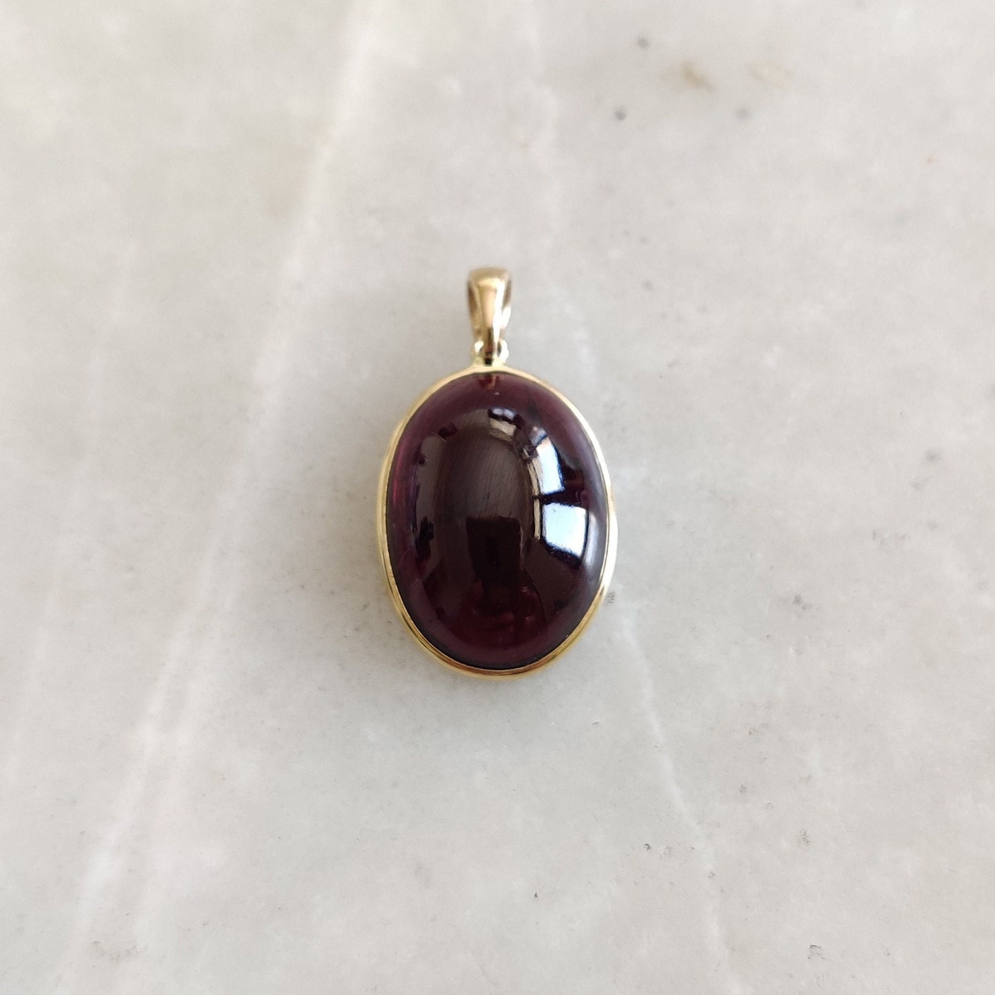 Natural Garnet Pendant, 14K Solid Gold Garnet Pendant, Solid Gold Pendant Necklace, January Birthstone, Christmas Gift, Garnet Bezel Pendant