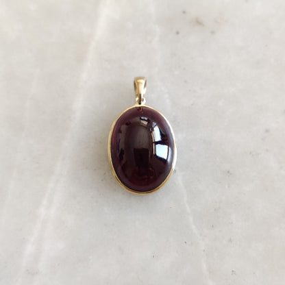 Natural Garnet Pendant, 14K Solid Gold Garnet Pendant, Solid Gold Pendant Necklace, January Birthstone, Christmas Gift, Garnet Bezel Pendant