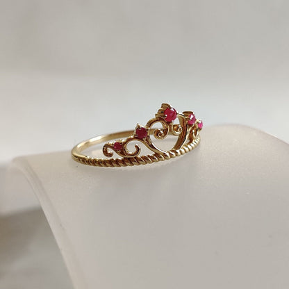 Natural Ruby Ring, 14K Solid Gold Ring, 14k Gold Ruby Ring, July Birthstone, Gift For Her, Birthday Present, Ruby Crown Ring