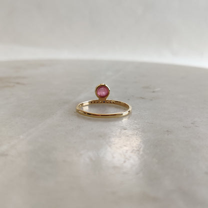 Natural Pink Tourmaline & Multi Sapphire Ring, 14K Solid Yellow Gold Pink Tourmaline Ring, October Birthstone, Dainty Ring, Christmas Gift