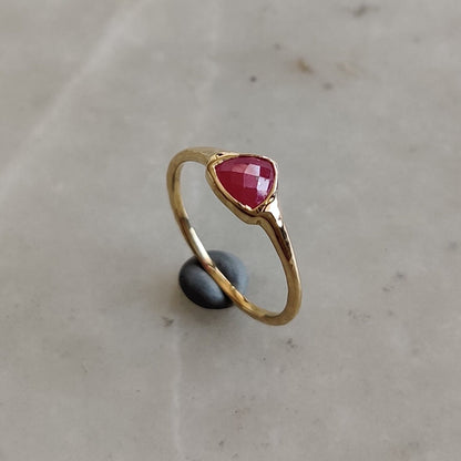 Natural Ruby Ring, 14K Solid Yellow Gold Ruby Ring, Natural Ruby Bezel Ring, July Birthstone Ring, Christmas Present, Ruby Jewelry