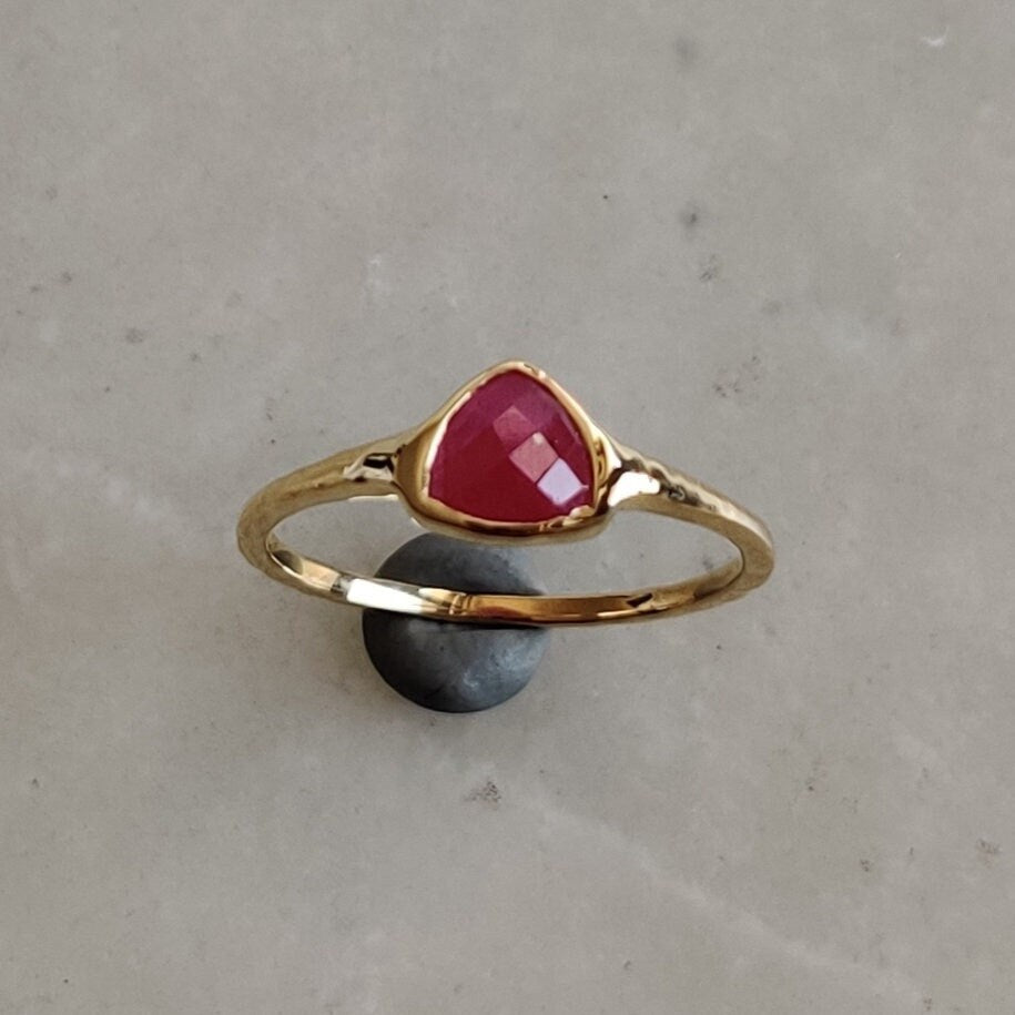 Natural Ruby Ring, 14K Solid Yellow Gold Ruby Ring, Natural Ruby Bezel Ring, July Birthstone Ring, Christmas Present, Ruby Jewelry