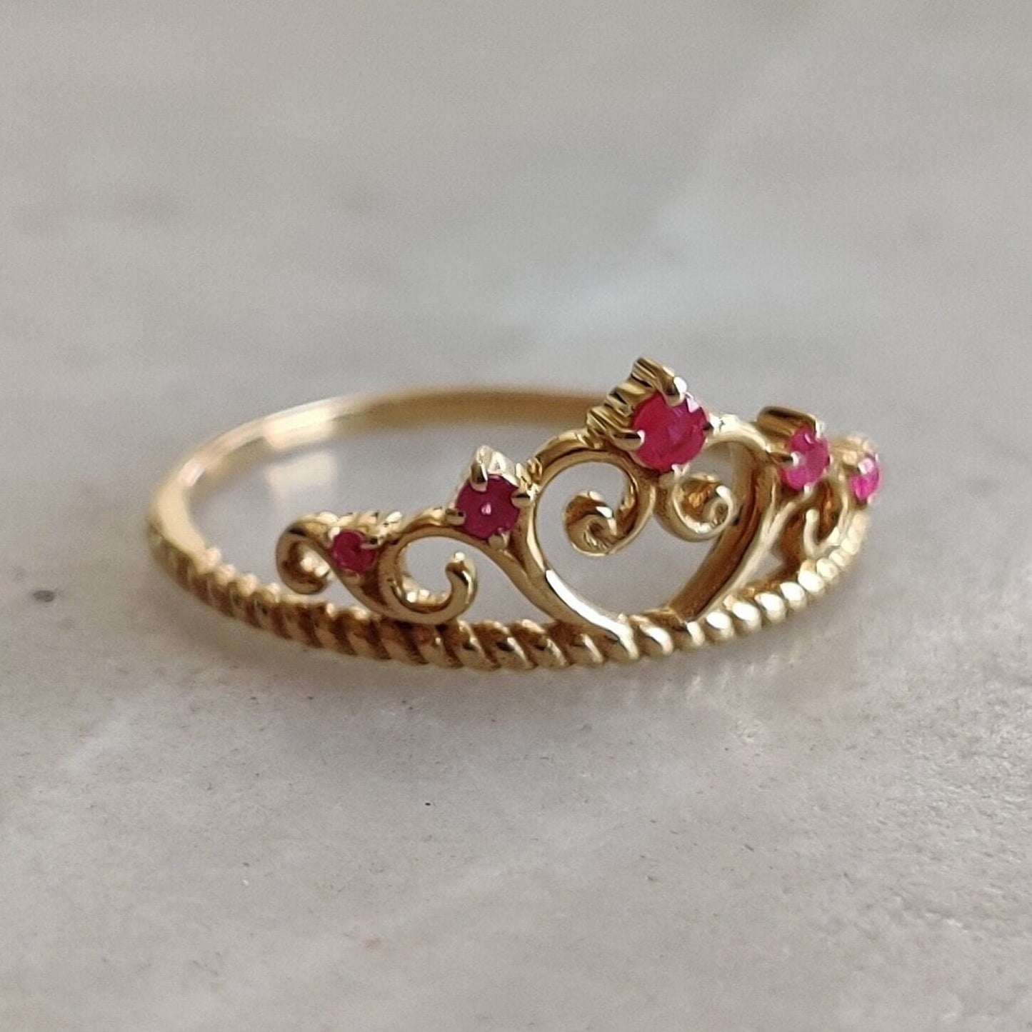 Natural Ruby Ring, 14K Solid Gold Ring, 14k Gold Ruby Ring, July Birthstone, Gift For Her, Birthday Present, Ruby Crown Ring