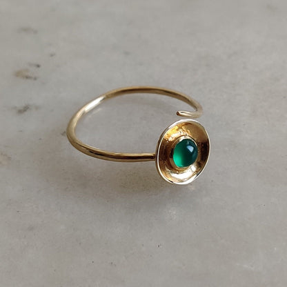 Natural Green Onyx Ring, 14K Solid Yellow Gold Green Onyx Ring, Green Onyx Bezel Ring, May Birthstone, Green Onyx Jewelry, Christmas Gift