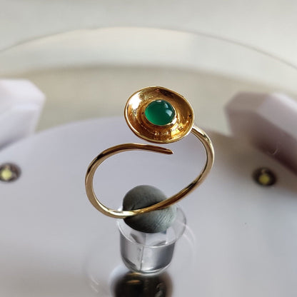 Natural Green Onyx Ring, 14K Solid Yellow Gold Green Onyx Ring, Green Onyx Bezel Ring, May Birthstone, Green Onyx Jewelry, Christmas Gift