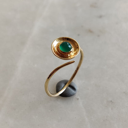 Natural Green Onyx Ring, 14K Solid Yellow Gold Green Onyx Ring, Green Onyx Bezel Ring, May Birthstone, Green Onyx Jewelry, Christmas Gift