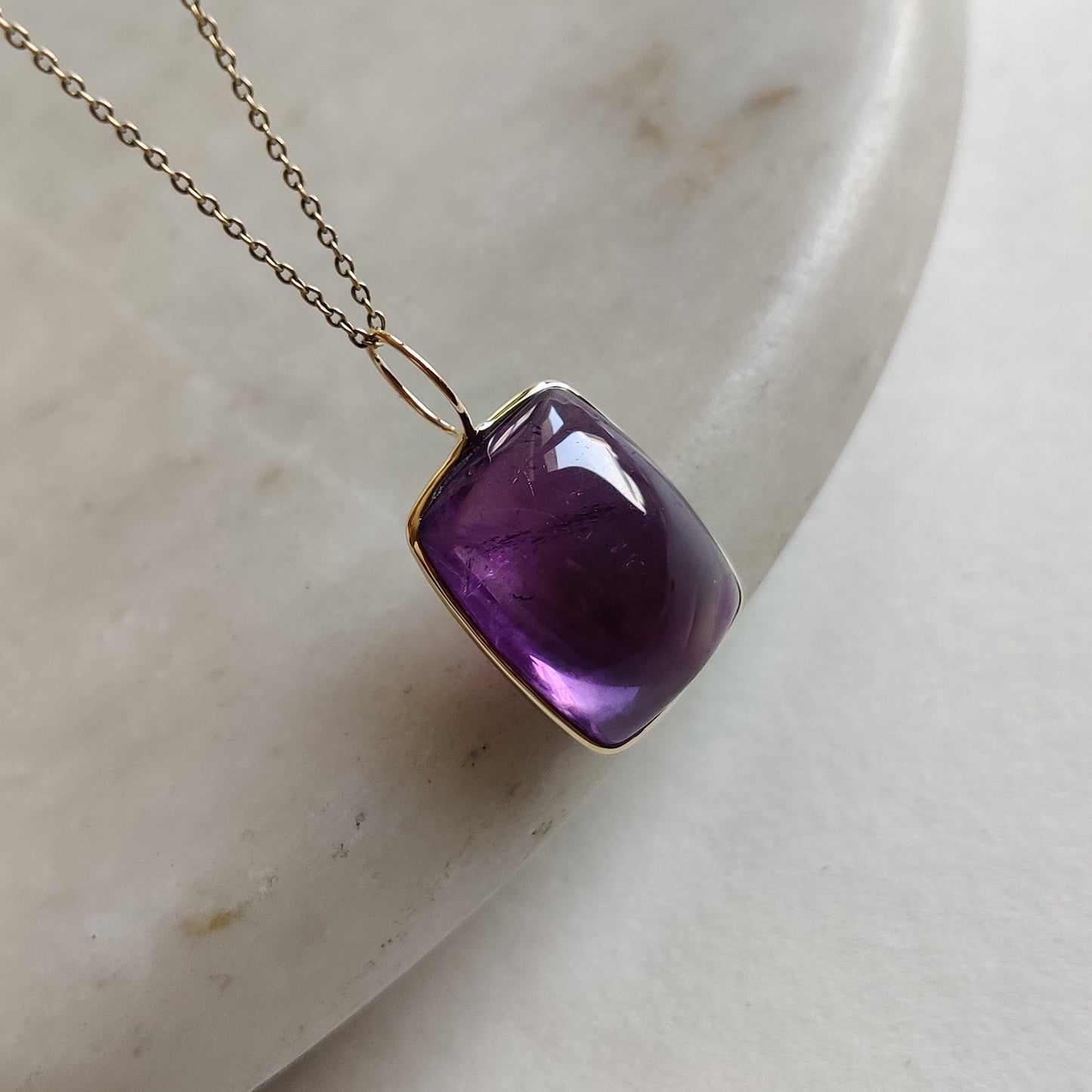 Natural Purple Amethyst Pendant, 14K Solid Gold Purple Amethyst Pendant, Solid Gold Pendant Necklace, February Birthstone, Christmas Gift