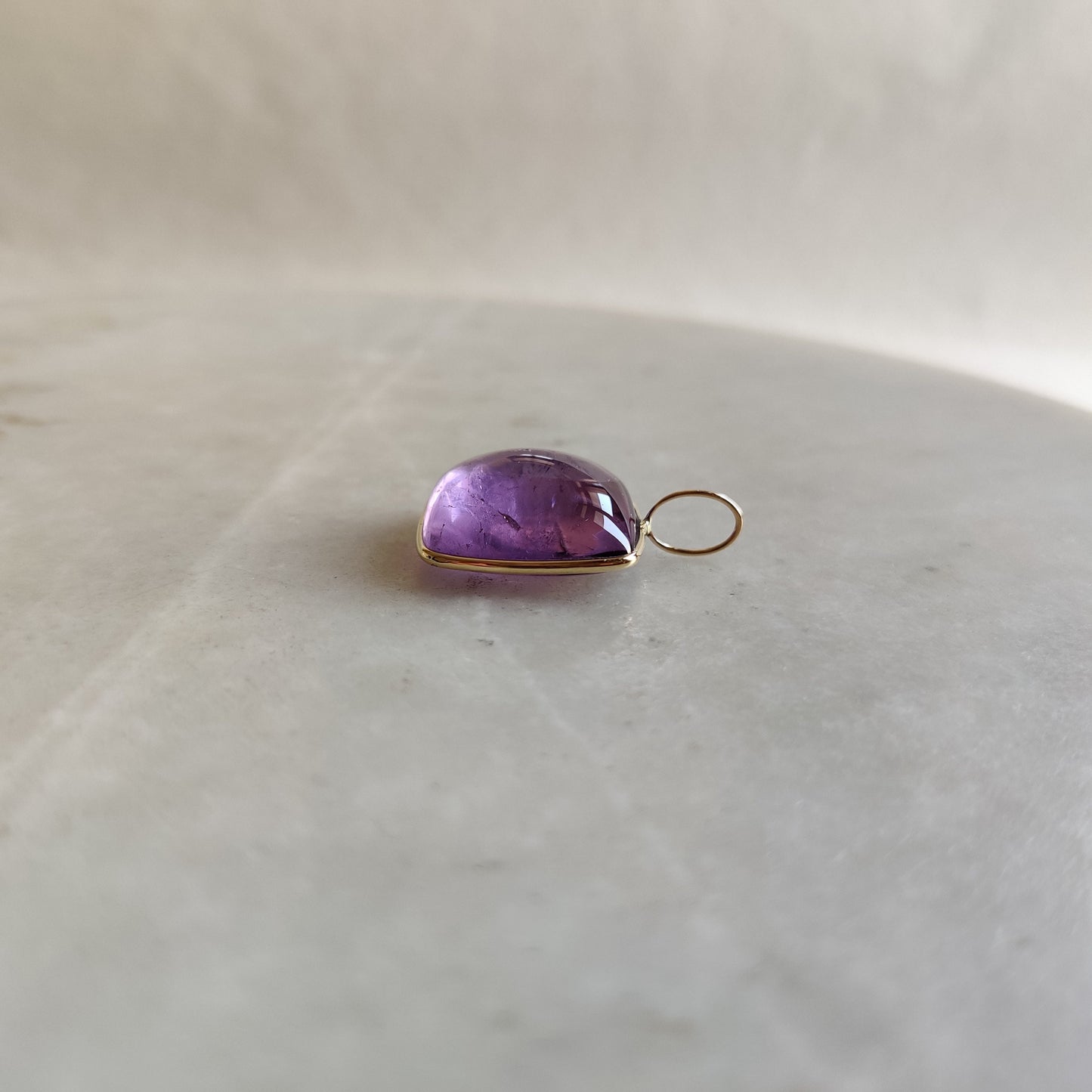 Natural Purple Amethyst Pendant, 14K Solid Gold Purple Amethyst Pendant, Solid Gold Bezel Pendant, February Birthstone, Christmas  Gift