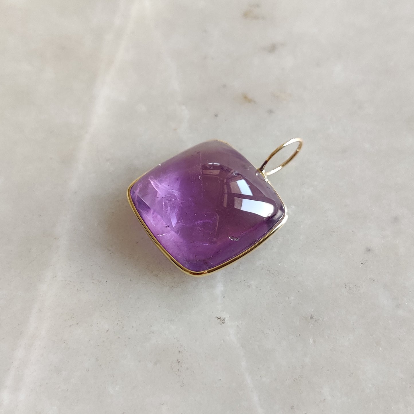 Natural Purple Amethyst Pendant, 14K Solid Gold Purple Amethyst Pendant, Solid Gold Bezel Pendant, February Birthstone, Christmas  Gift