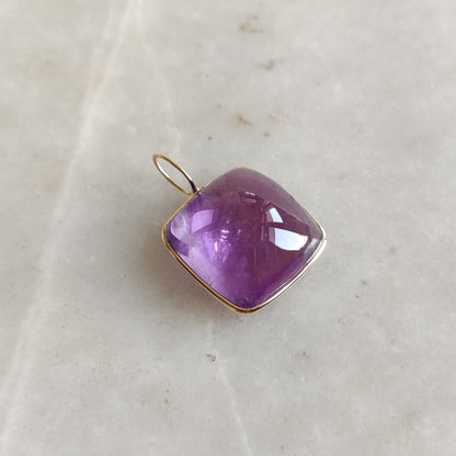 Natural Purple Amethyst Pendant, 14K Solid Gold Purple Amethyst Pendant, Solid Gold Bezel Pendant, February Birthstone, Christmas  Gift