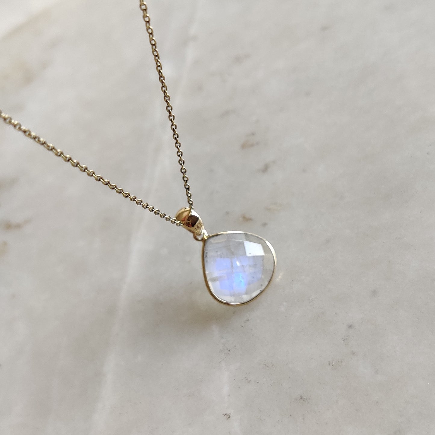 Natural Rainbow Moonstone Pendant, 14K Solid Yellow Gold Moonstone Pendant, Solid Gold Bezel Pendant, June Birthstone, Christmas Gift