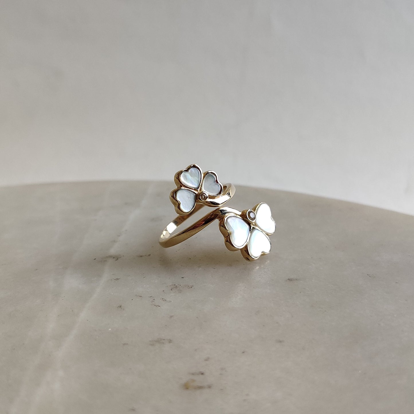 Natural Pearl & White Topaz Ring, 14K Solid Gold Ring, 14k Gold Pearl and White Topaz Ring, June November Birthstone Ring, Christmas Gift