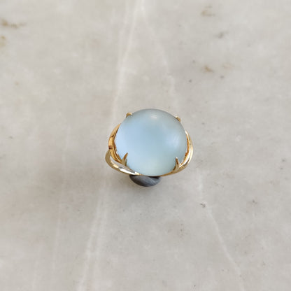 Natural Frosted Sky Blue Topaz Ring, 14K Solid Gold Ring, 14k Gold Sky Blue Topaz Ring, December Birthstone, Christmas Gift, Topaz Jewelry