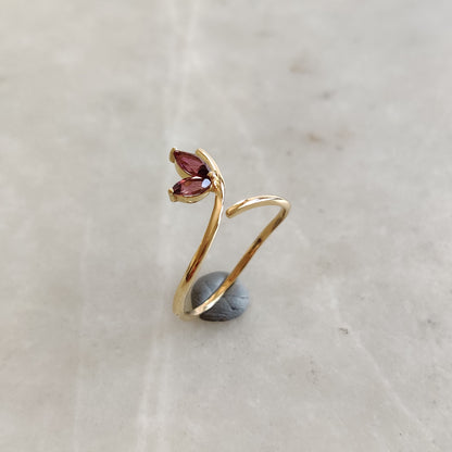 Natural Pink Tourmaline Ring, 14K Solid Yellow Gold Pink Tourmaline Ring, October Birthstone, Christmas Gift, Pink Tourmaline Jewelry