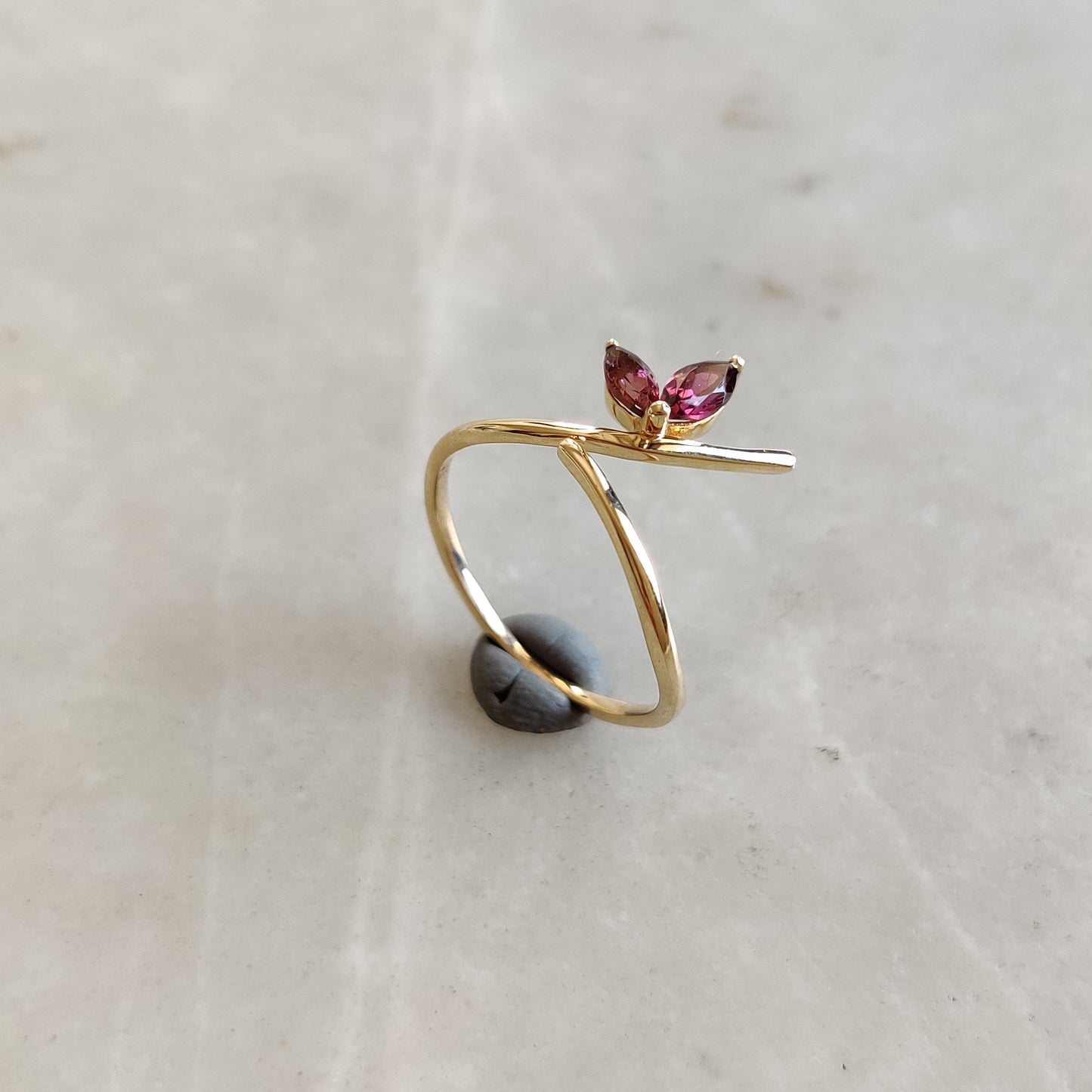 Natural Pink Tourmaline Ring, 14K Solid Yellow Gold Pink Tourmaline Ring, October Birthstone, Christmas Gift, Pink Tourmaline Jewelry