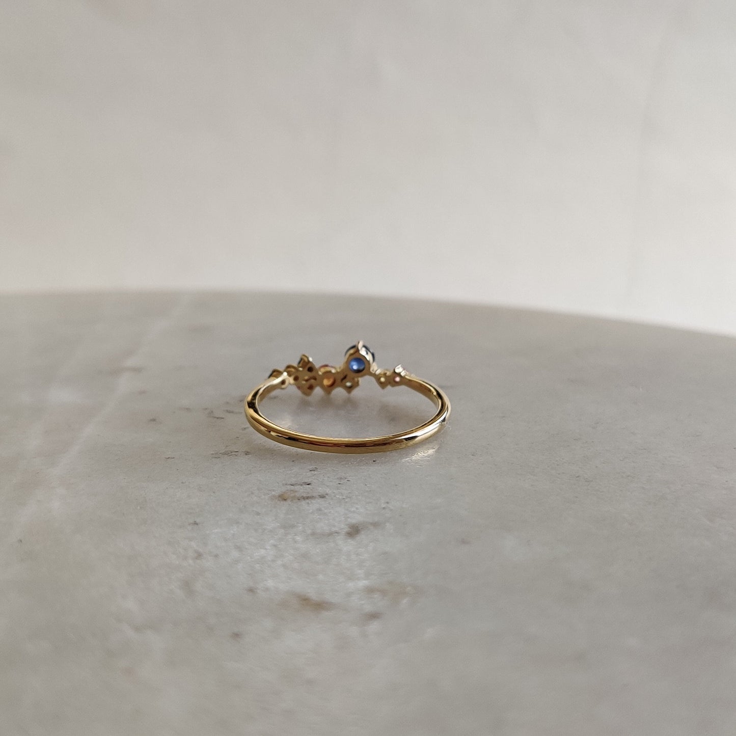 Natural Multi Sapphire Ring, 14K Solid Yellow Gold Multi Sapphire Ring, September Birthstone Ring, Christmas Gift, Sapphire Jewelry