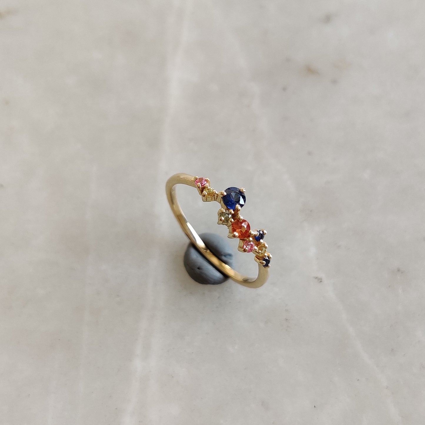 Natural Multi Sapphire Ring, 14K Solid Yellow Gold Multi Sapphire Ring, September Birthstone Ring, Christmas Gift, Sapphire Jewelry