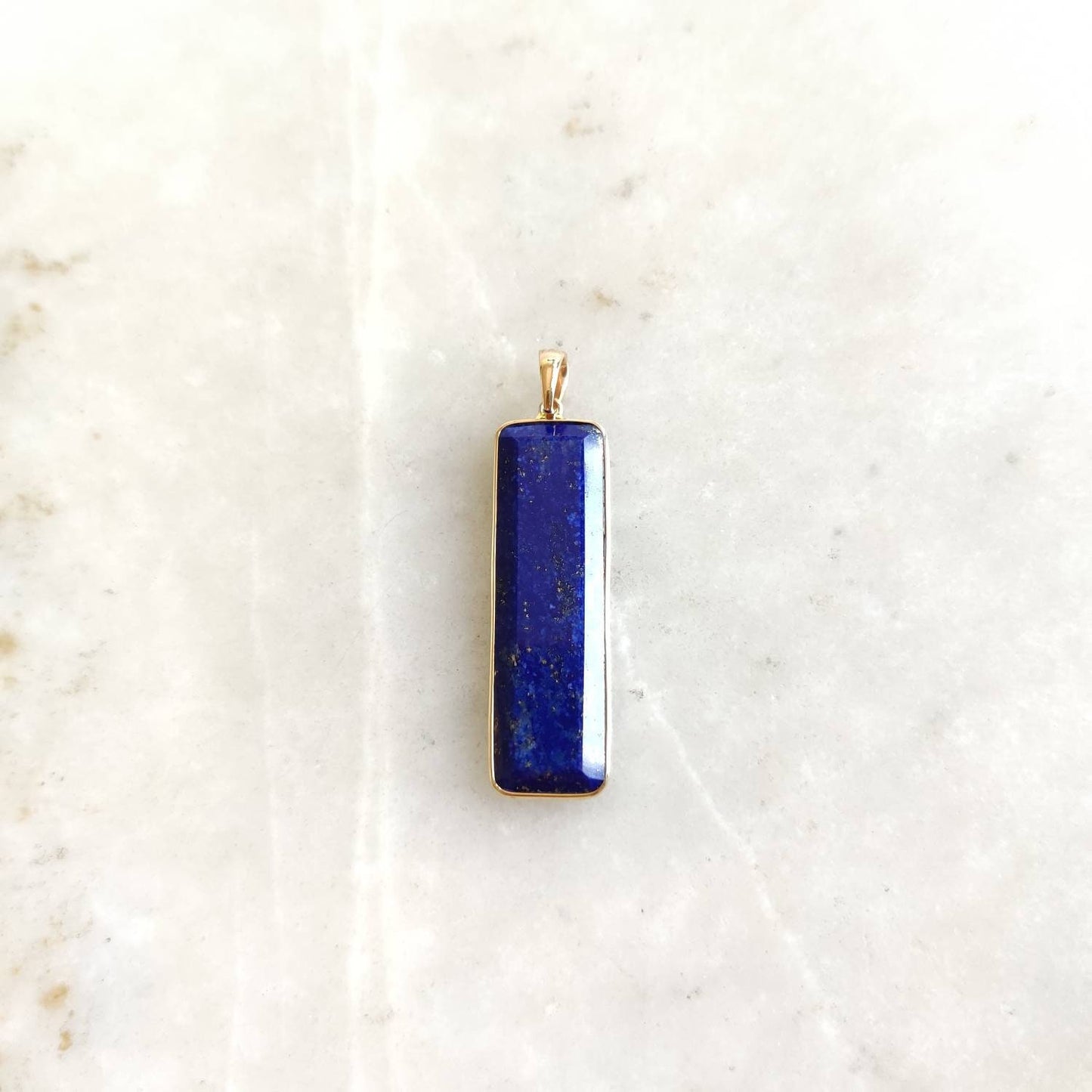 Natural Lapis Lazuli Pendant, 14K Yellow Gold Lapis Lazuli Pendant, Solid Gold Lapis Bezel Pendant, September Birthstone, Christmas Gift