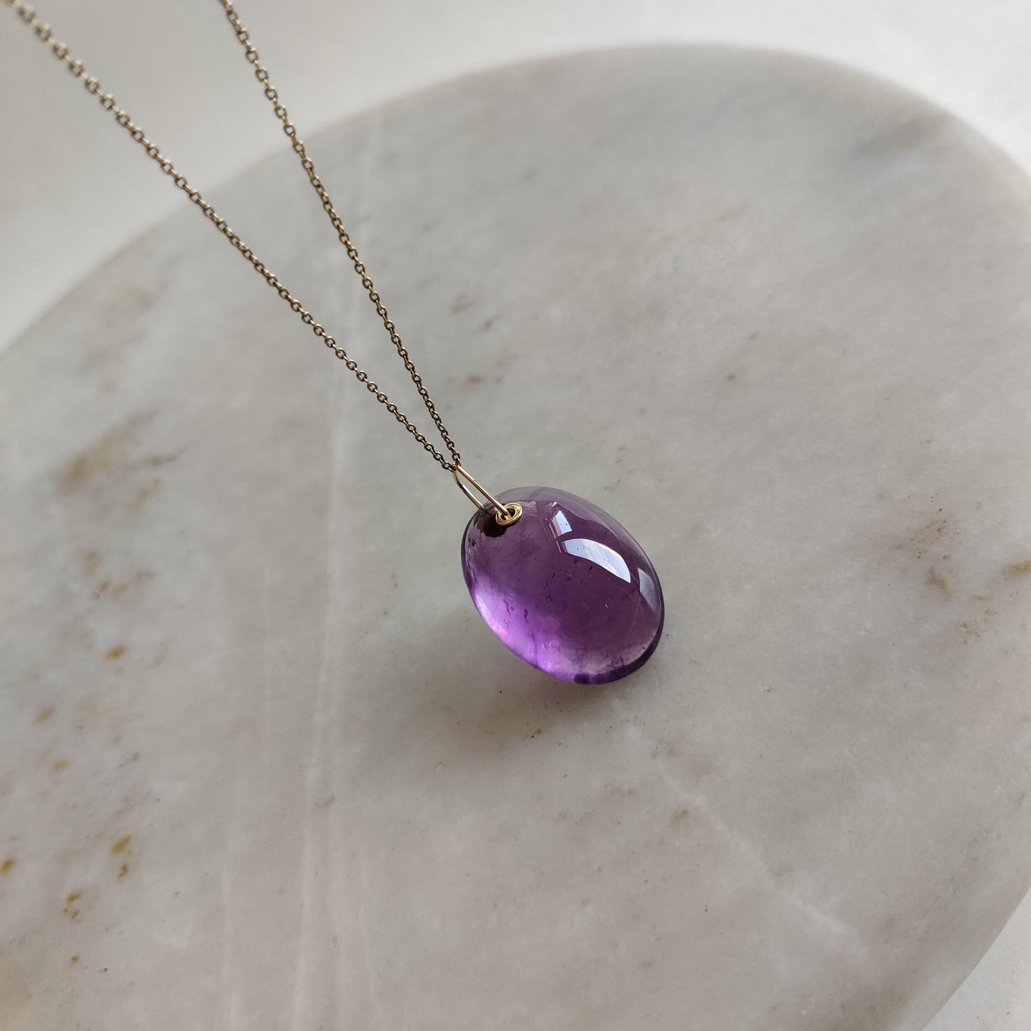 Natural Purple Amethyst Pendant, 14K Solid Gold Purple Amethyst Pendant, Solid Gold Drill Pendant, February Birthstone, Christmas Gift