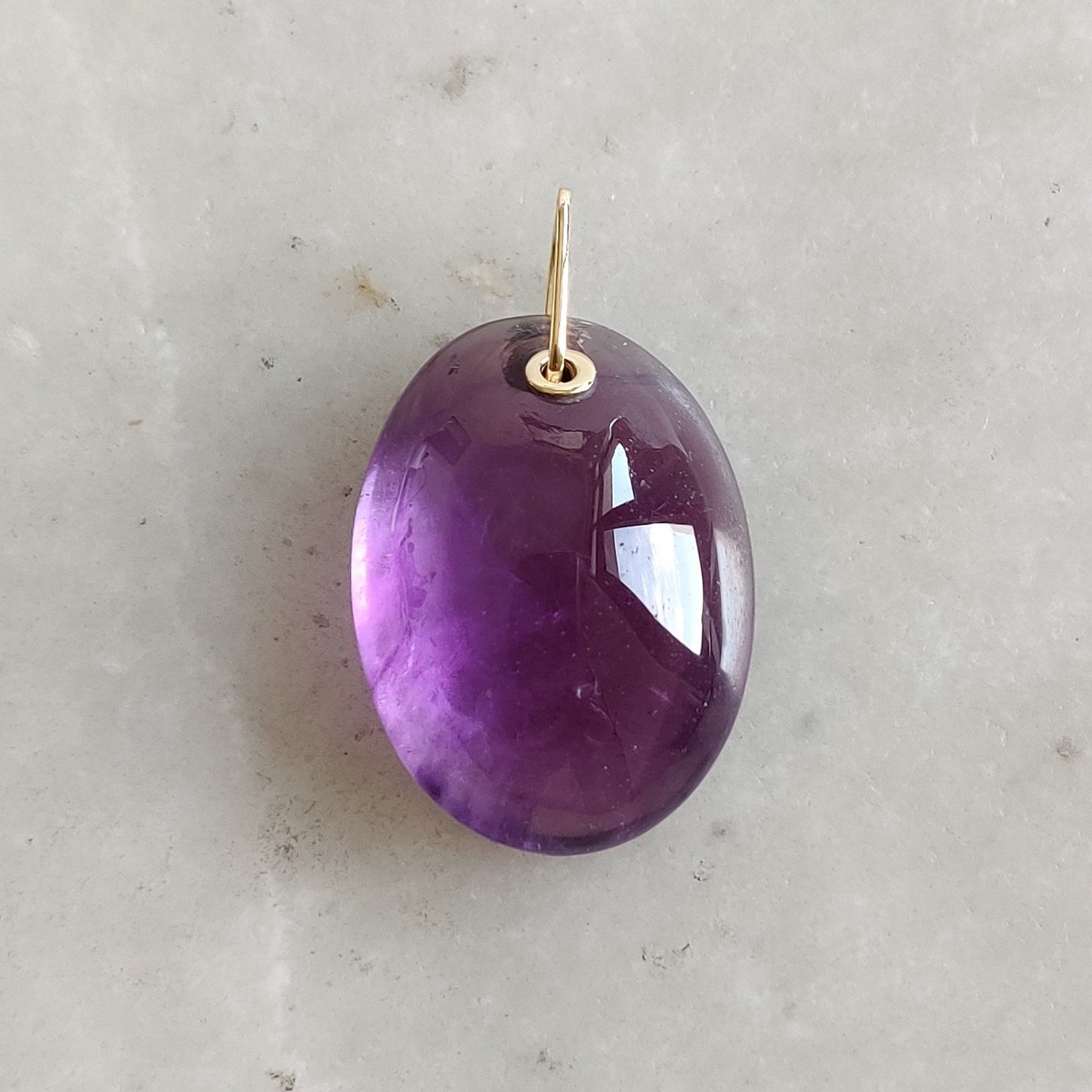 Natural Purple Amethyst Pendant, 14K Solid Gold Purple Amethyst Pendant, Solid Gold Drill Pendant, February Birthstone, Christmas Gift