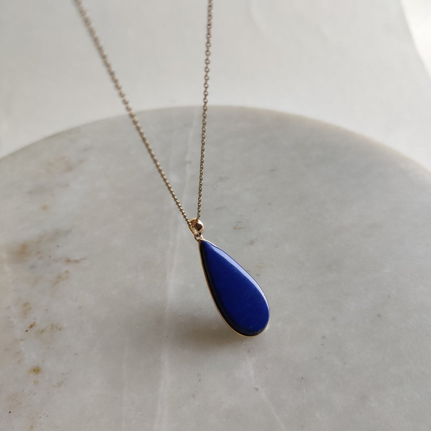 Natural Lapis Lazuli Pendant, 14K Yellow Gold Lapis Lazuli Pendant, Solid Gold Lapis Bezel Pendant, September Birthstone, Christmas Gift