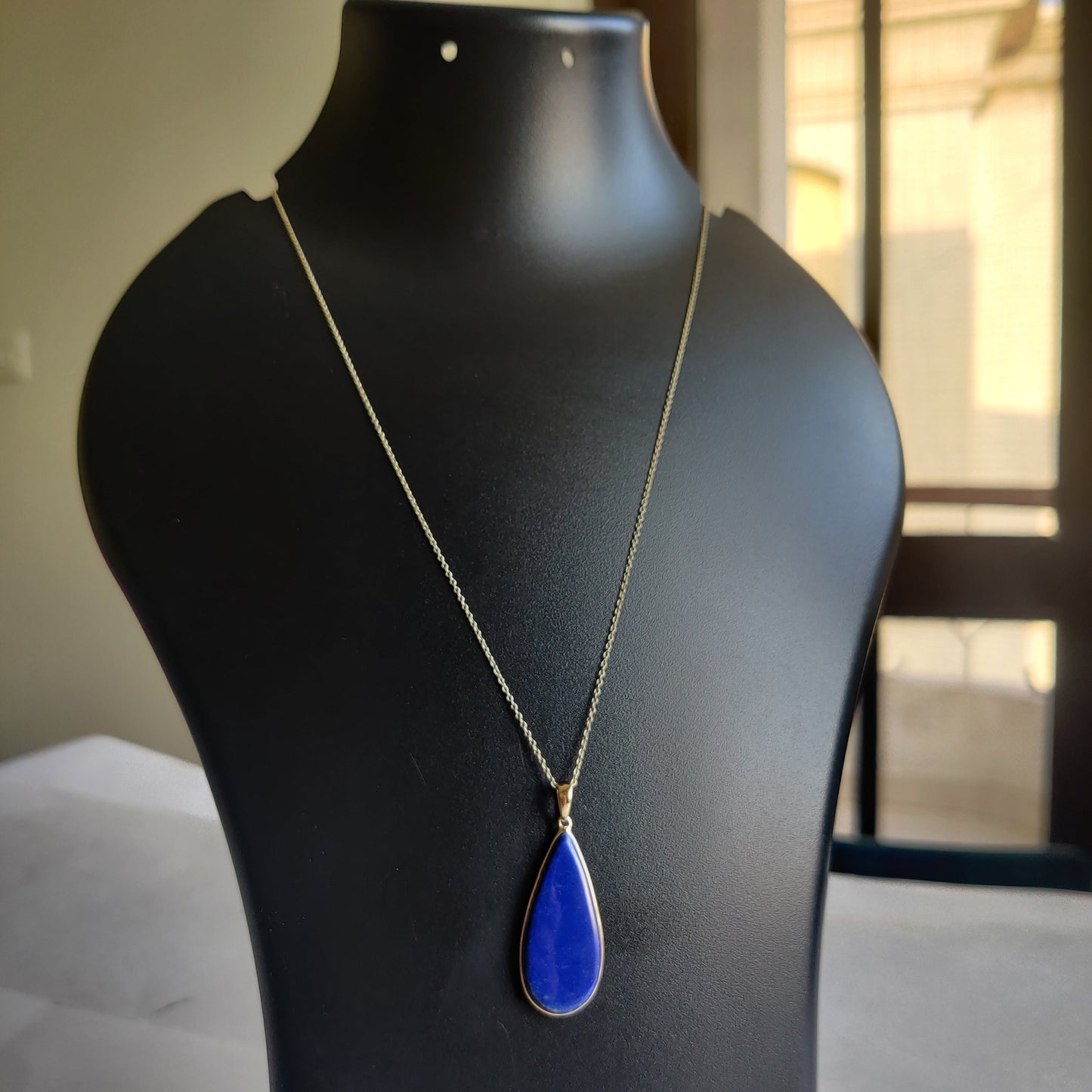 Natural Lapis Lazuli Pendant, 14K Yellow Gold Lapis Lazuli Pendant, Solid Gold Lapis Bezel Pendant, September Birthstone, Christmas Gift